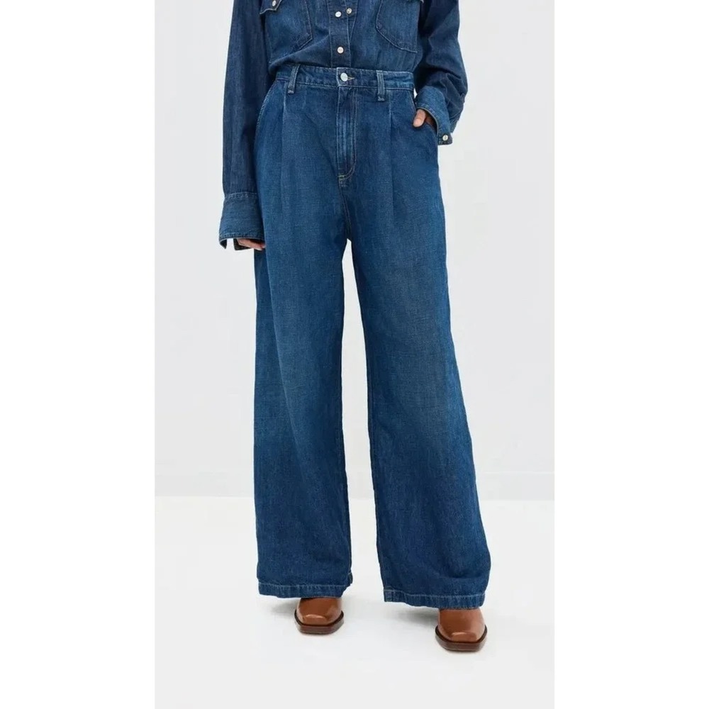 TWP Greene St. Jeans High Rise Wide Leg Trouser Denim Dark Wash Size 28